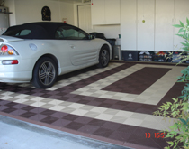 別墅車庫地面鋪裝材料，咖啡色風格